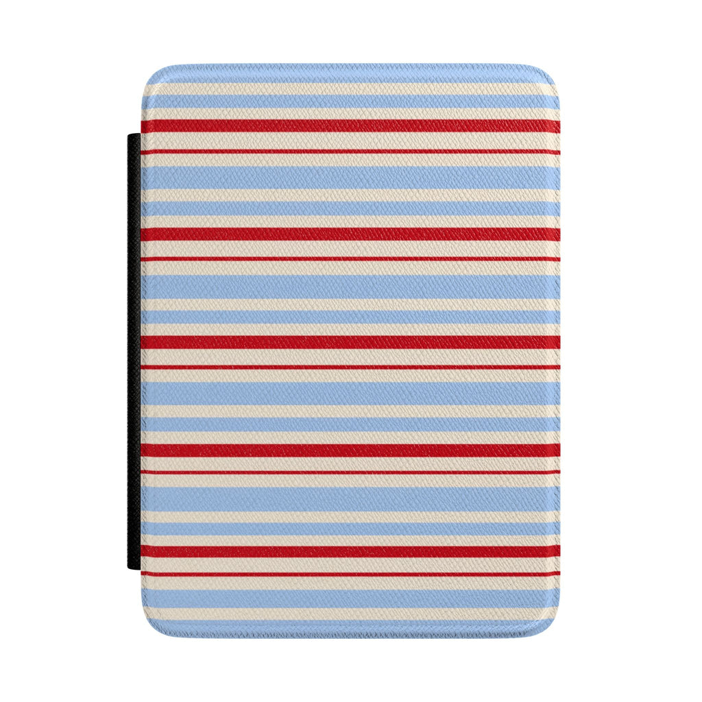 Candy Coast striped hardcover Kindle case with blue and red horizontal bands