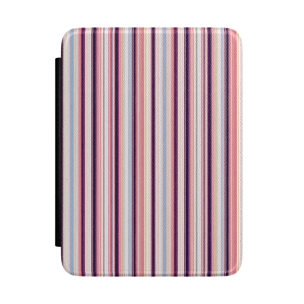 Multicolor vertical striped hardcover Kindle case with black spine