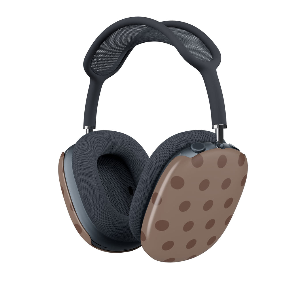 Chocolate polka dot AirPods Max case cover set for ear cups, dark outer edging