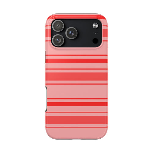 Coral striped phone case with raised camera cutout