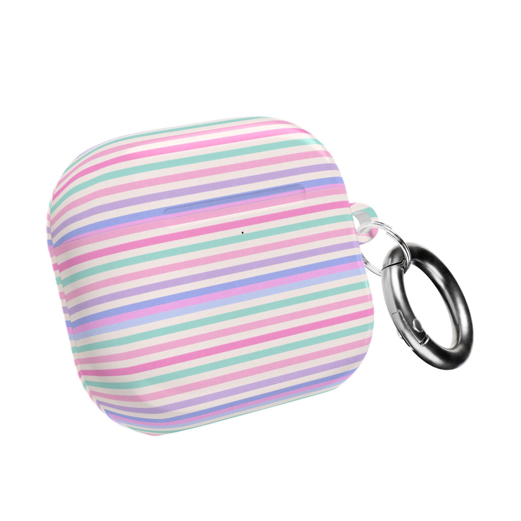 Cote d'Azur striped AirPods case closed with key ring