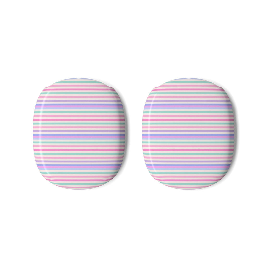 AirPods Max case covers, oval pastel multicolor horizontal stripes (pair)