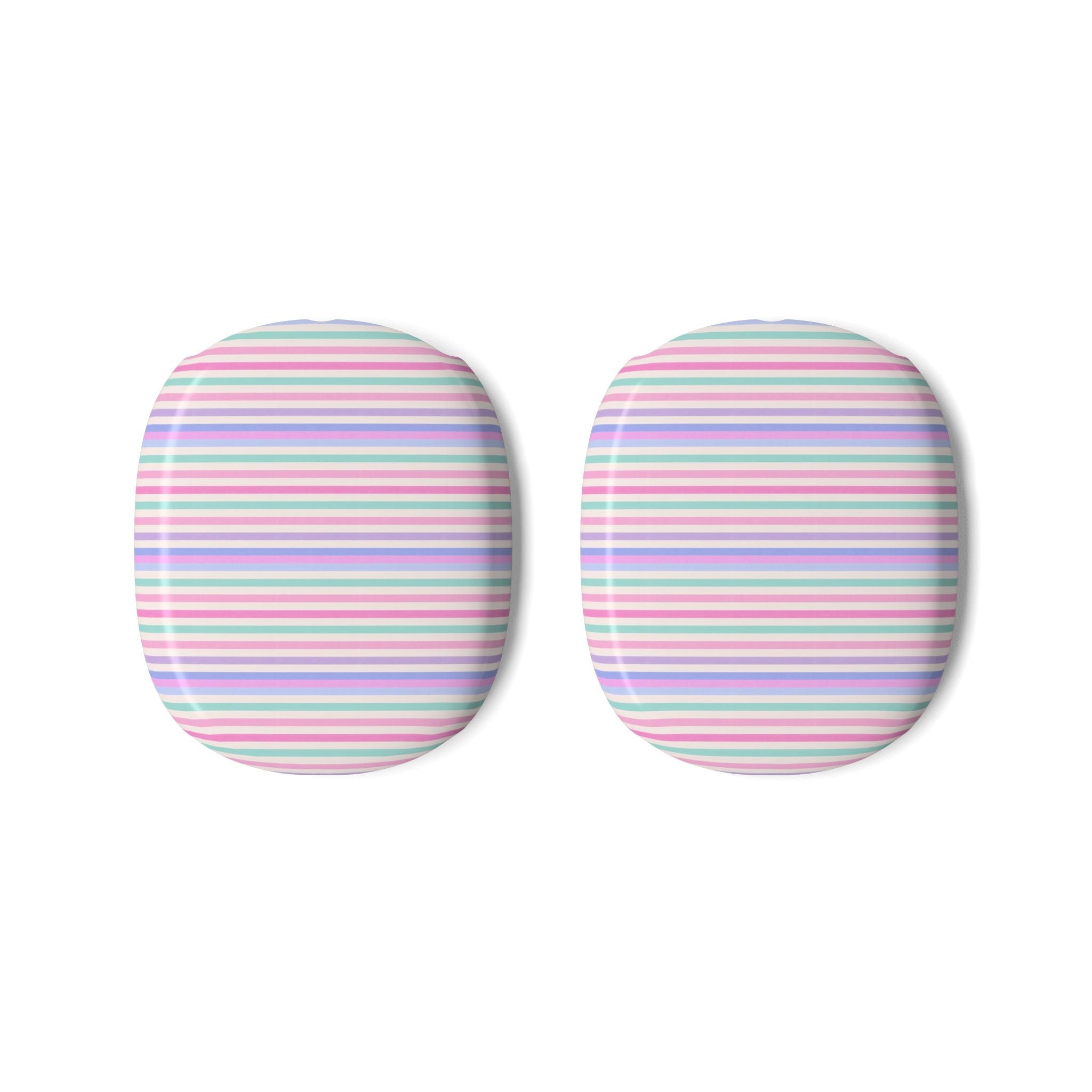 AirPods Max case covers, oval pastel multicolor horizontal stripes (pair)