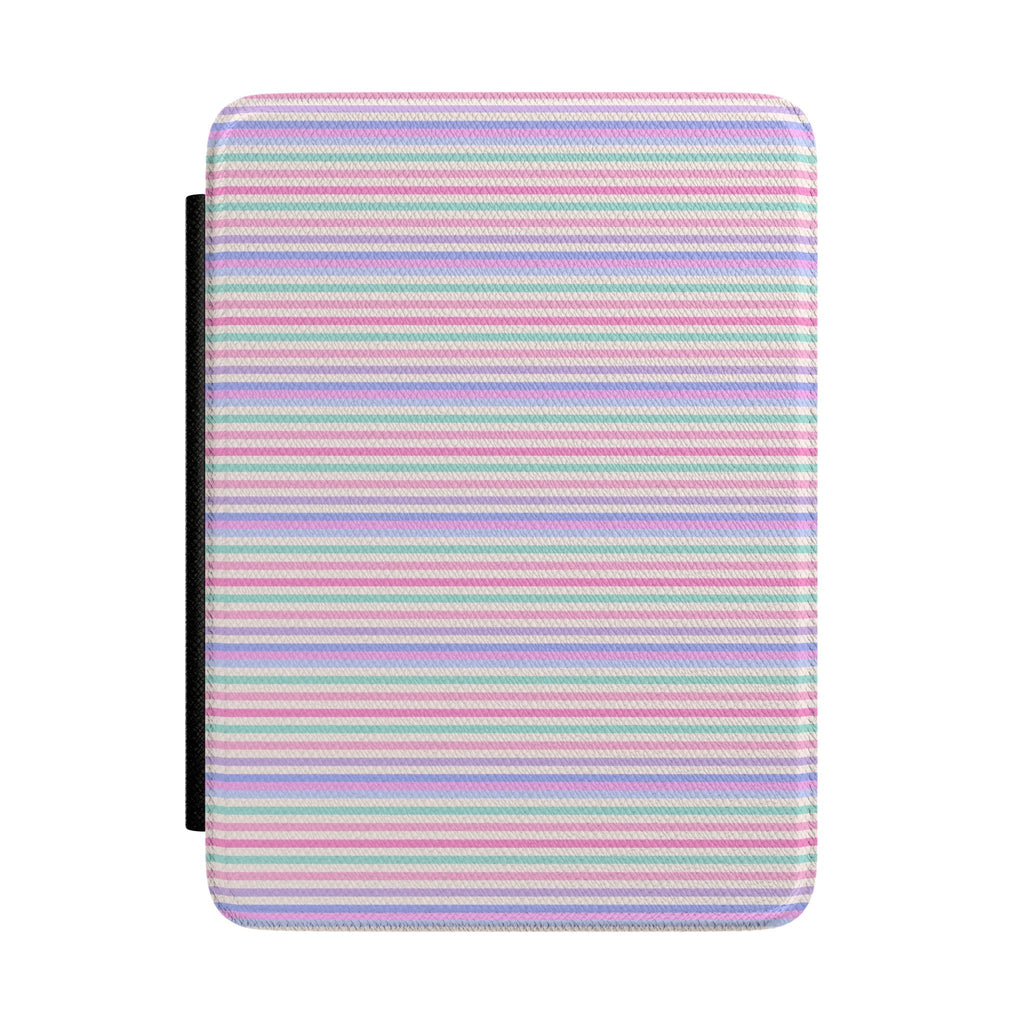 Cote d'Azur striped Kindle hardcover case with multicolor horizontal stripes, rounded corners