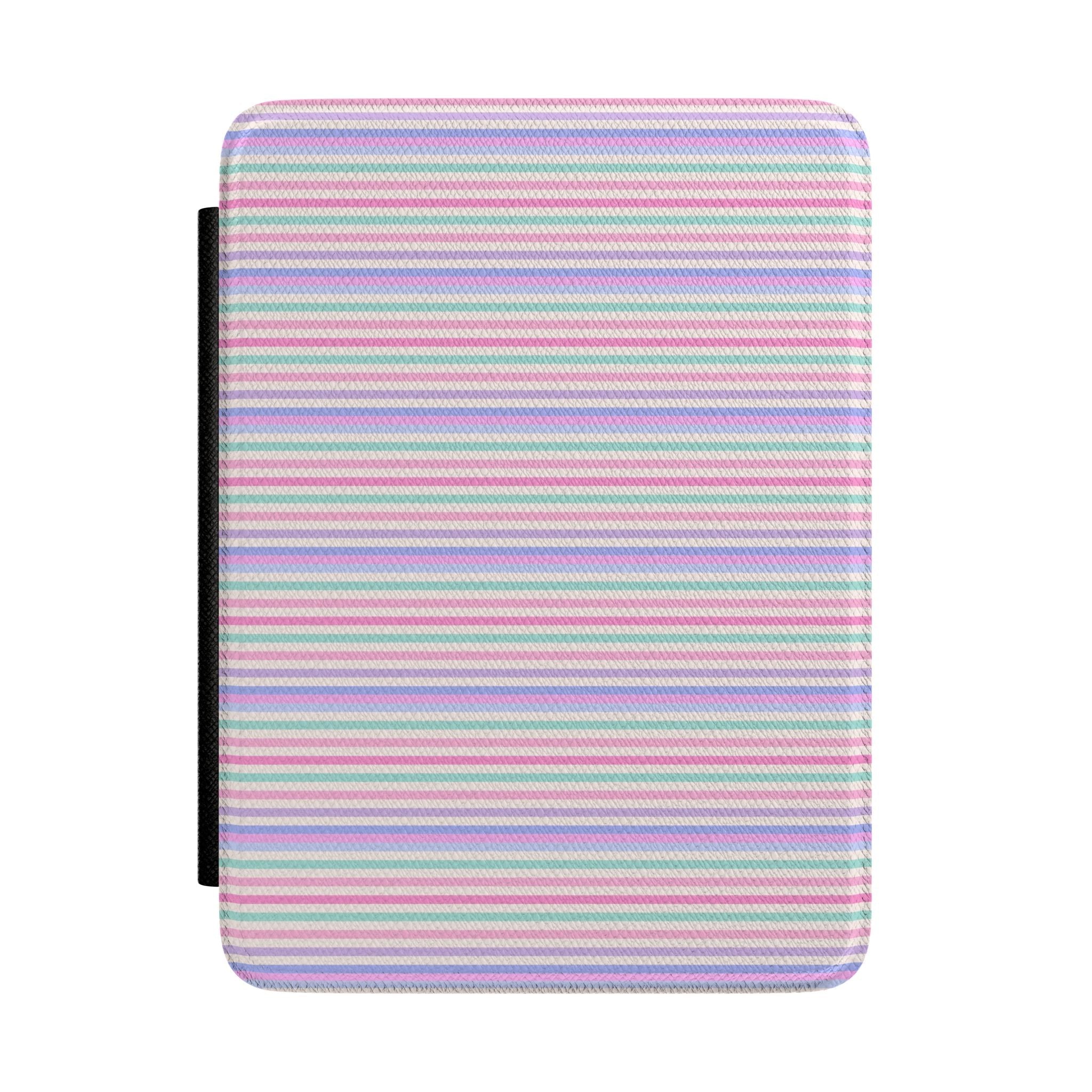 Cote d'Azur striped Kindle hardcover case with multicolor horizontal stripes, rounded corners