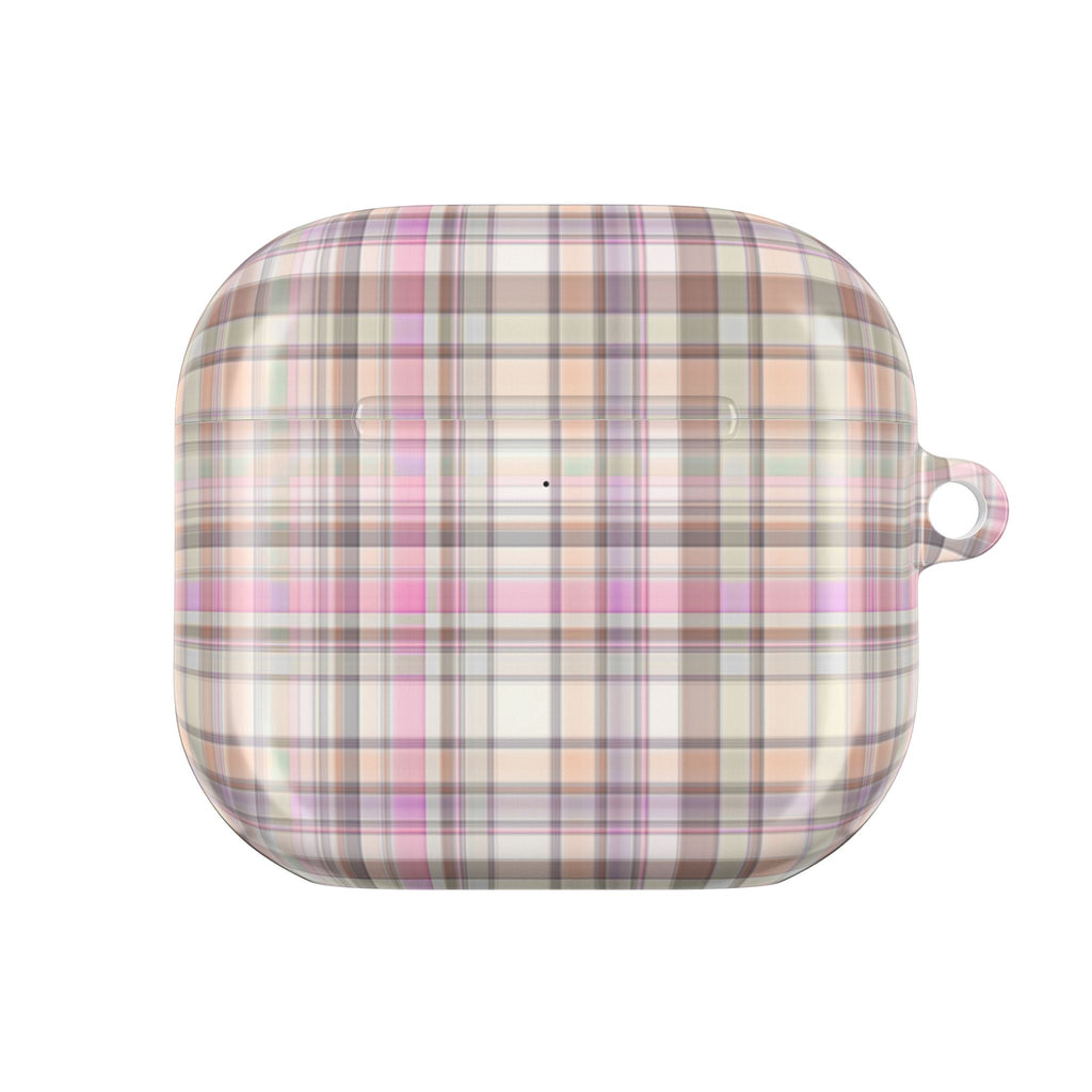 Plaid AirPods case back view with port/vent area and small side loop