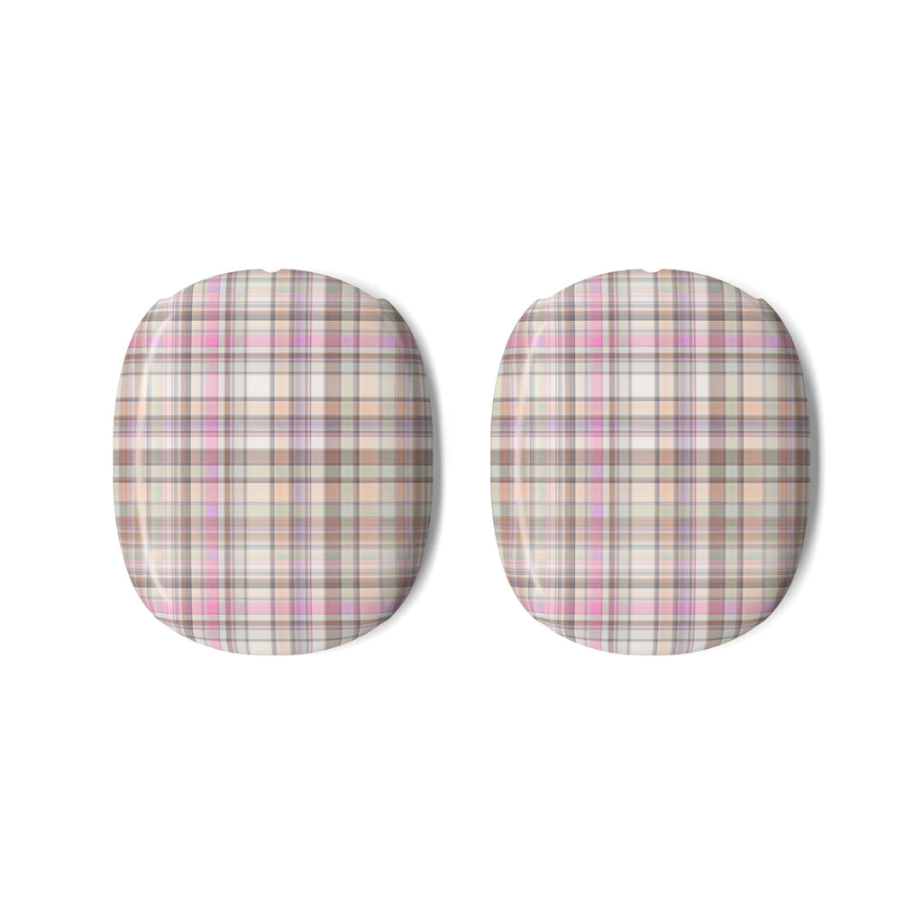Plaid ear cup covers, pair, for AirPods Max headphones, rounded fabric style