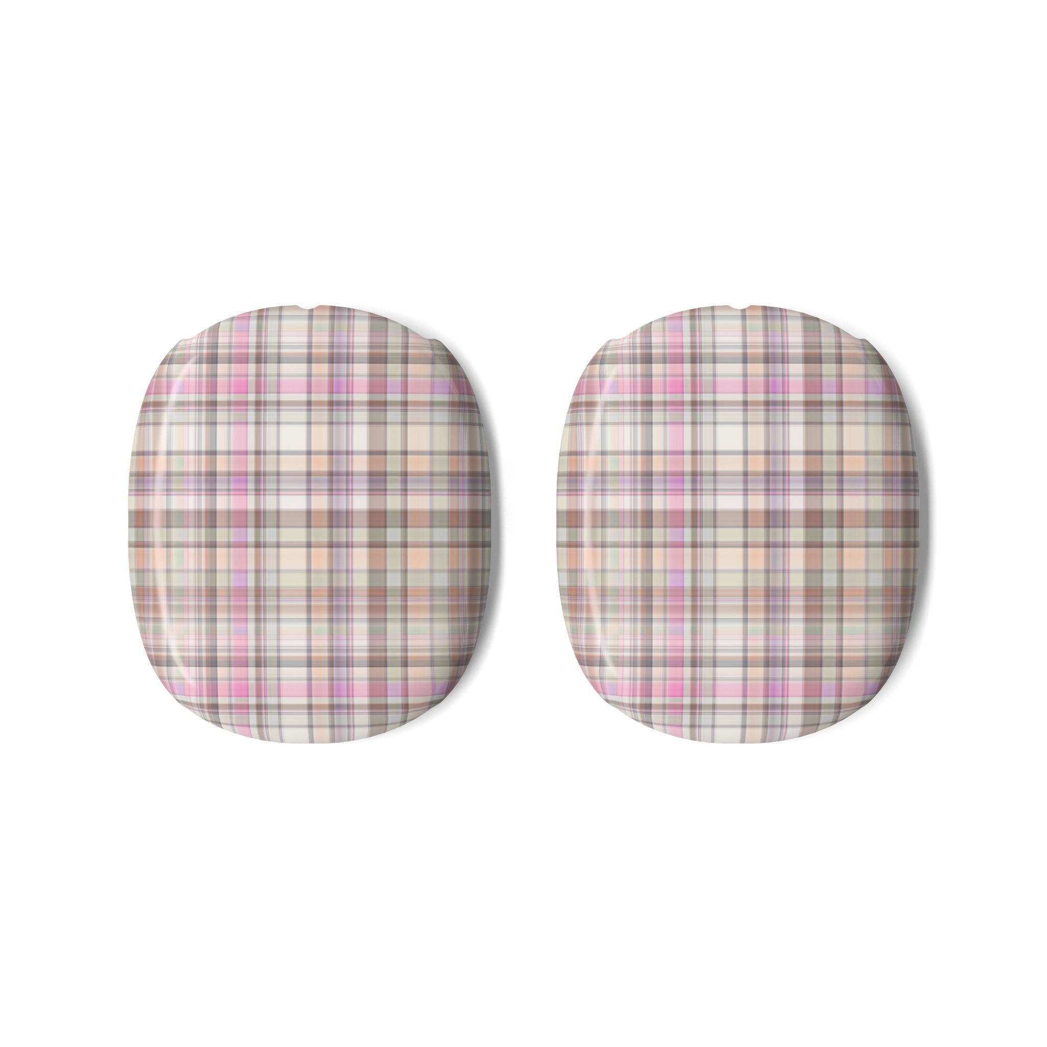 Plaid ear cup covers, pair, for AirPods Max headphones, rounded fabric style