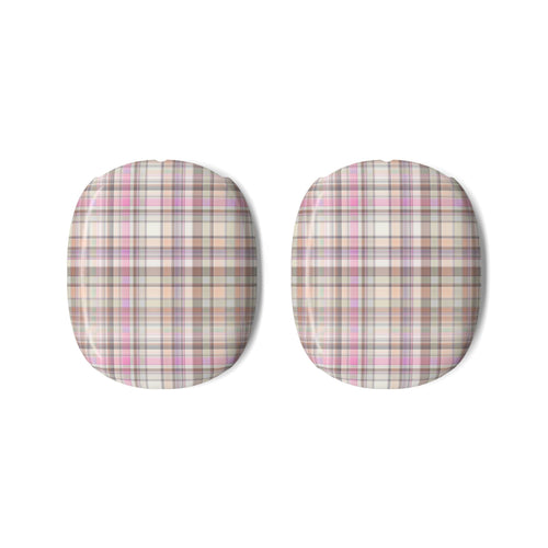 Plaid ear cup covers, pair, for AirPods Max headphones, rounded fabric style