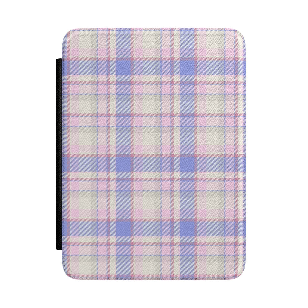 Countryside plaid hardback Kindle case with fabric cover and dark spine