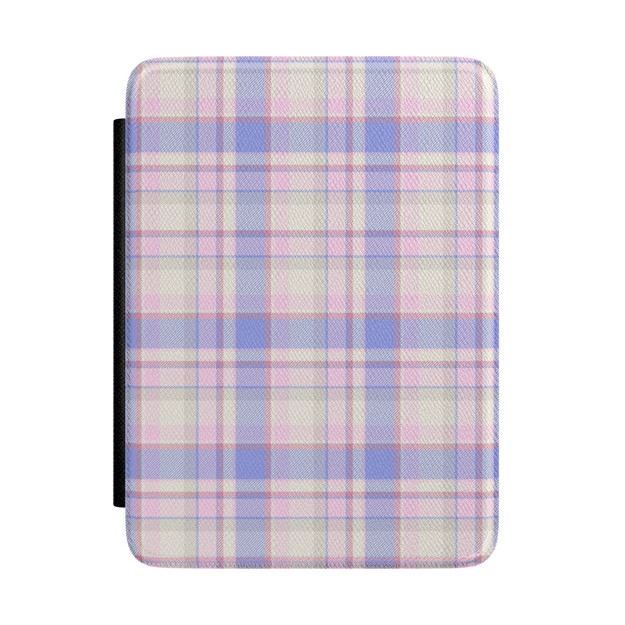 Countryside plaid hardback Kindle case with fabric cover and dark spine