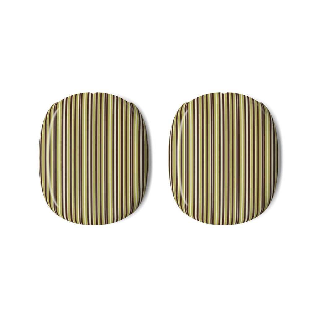 AirPods Max ear cushion covers, 2 round pieces with vertical olive, cream, and green stripes