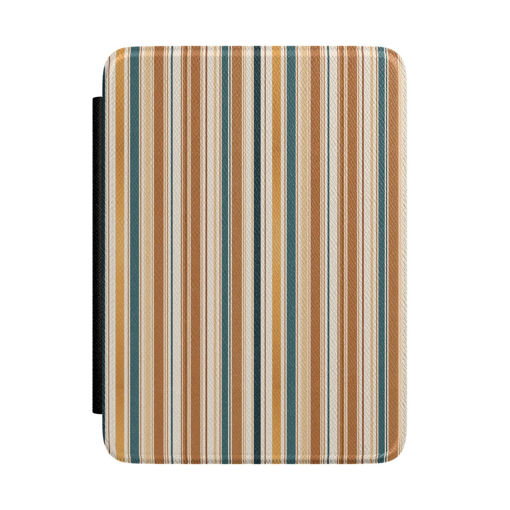 Hardcover Kindle case with vertical striped fabric and black side cover