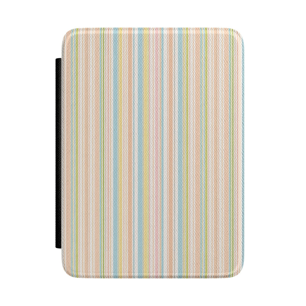 Kindle hardcover case with multicolor vertical stripes and black side tab
