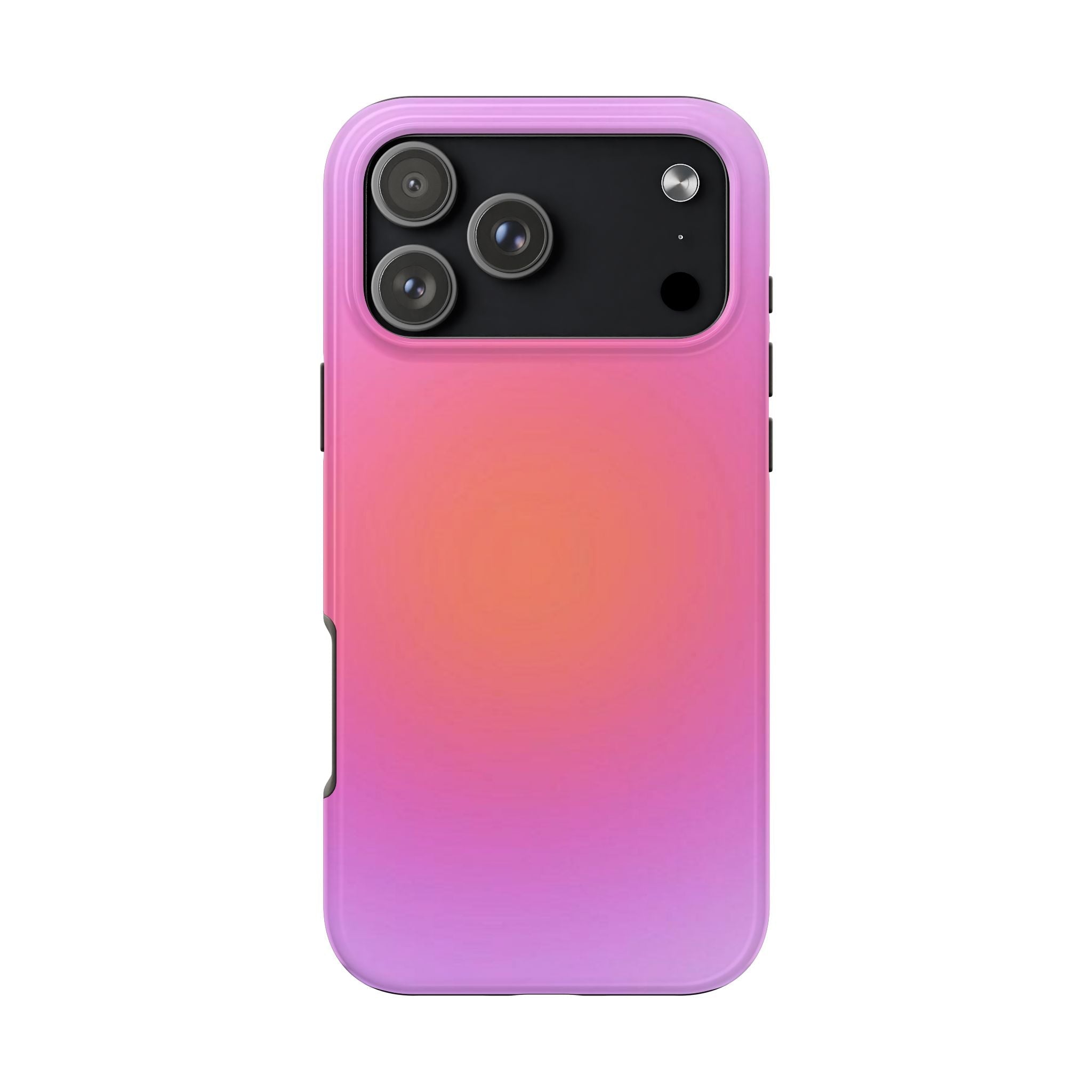 Fuchsia Fire Aura phone case with mag-safe ring and raised camera cutout