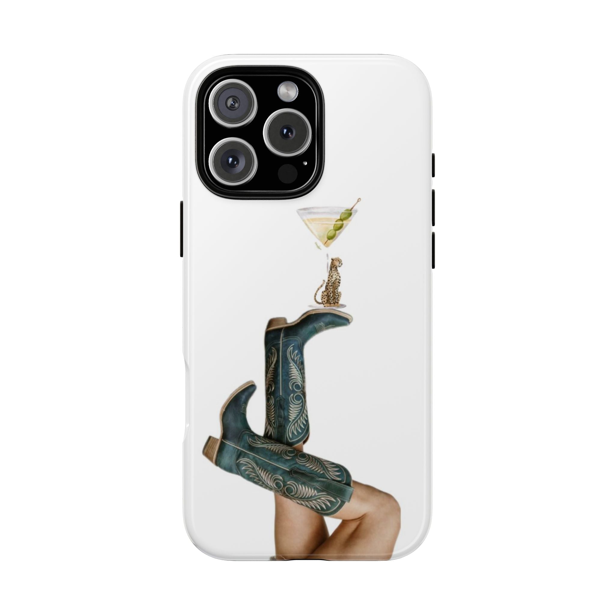 GREEN COUTRY BOOTS LEOPARD MARTINI PHONE CASE iPhone 13 / WITHOUT MAGSAFE / GLOSSY GREEN COUTRY BOOTS LEOPARD MARTINI PHONE CASE iPhone 13 / WITHOUT MAGSAFE / GLOSSY