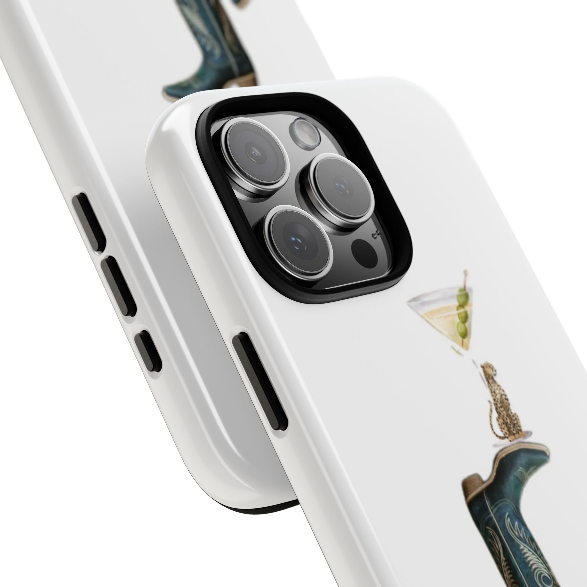 GREEN COUTRY BOOTS LEOPARD MARTINI PHONE CASE iPhone 13 / WITHOUT MAGSAFE / GLOSSY GREEN COUTRY BOOTS LEOPARD MARTINI PHONE CASE iPhone 13 / WITHOUT MAGSAFE / GLOSSY
