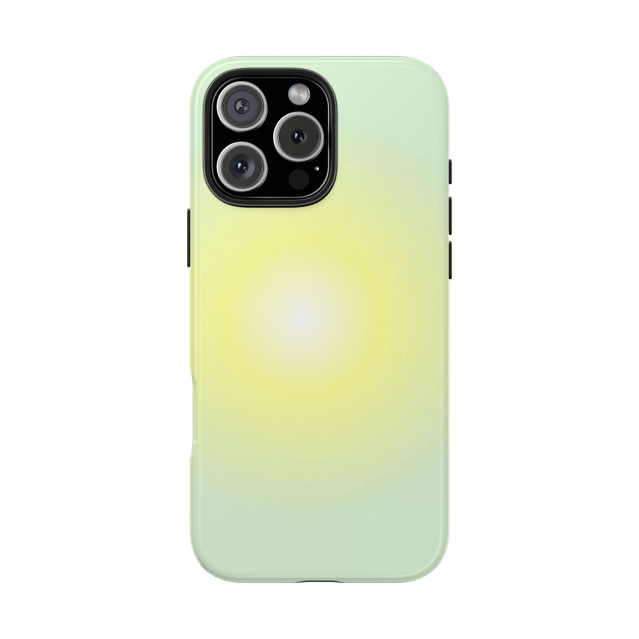 Green-yellow aura phone case, mint back with black camera cutout