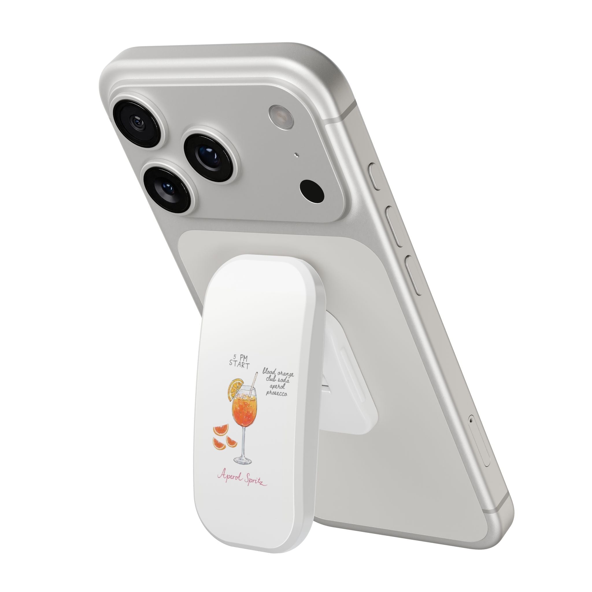 Light gray phone case with dual camera cutouts and snap-on grip