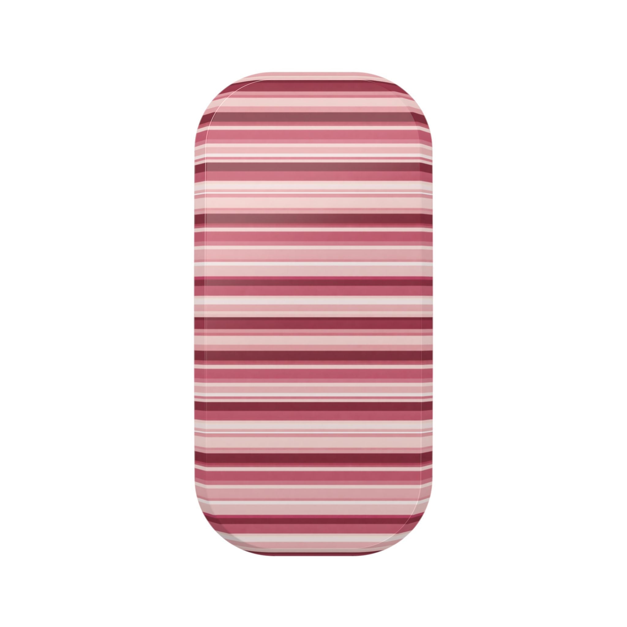 Blush pink striped phone grip strap with rounded ends