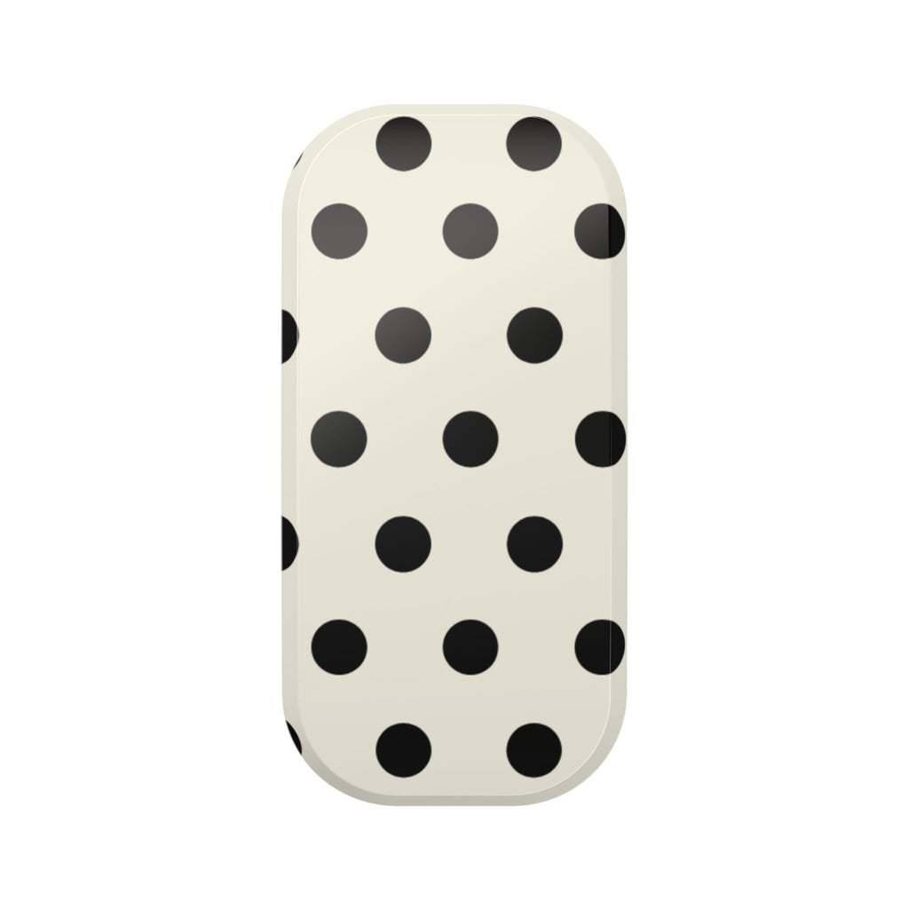 Beige phone case with black polka dot pattern