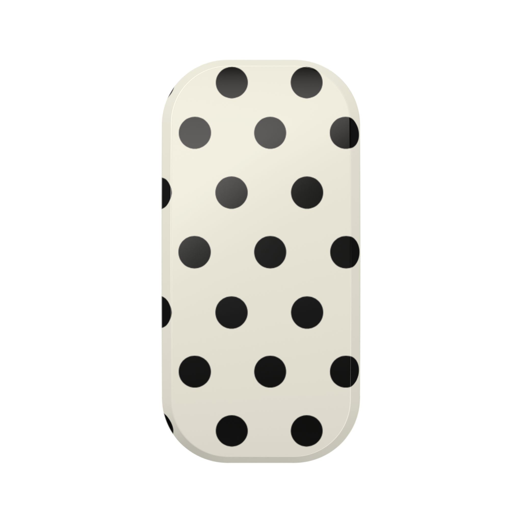 Beige phone case with black polka dot pattern