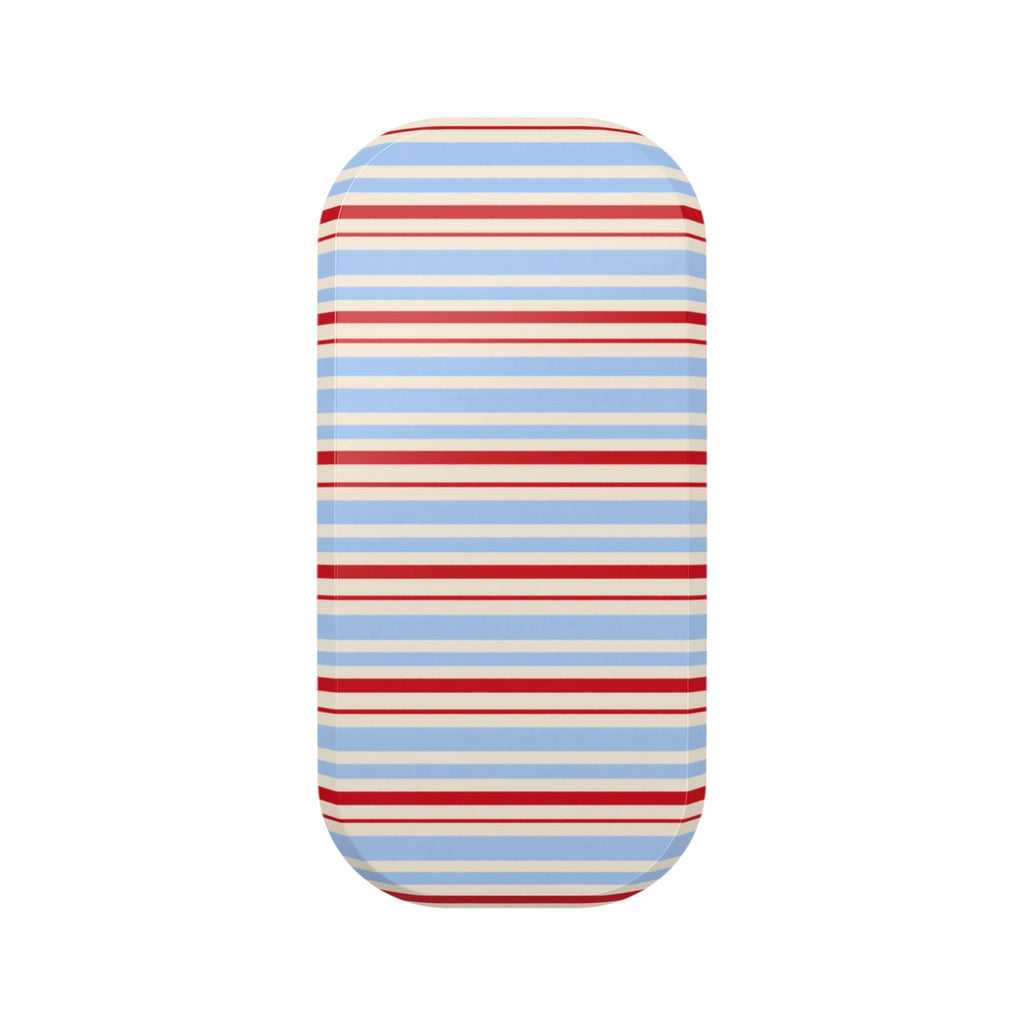 Candy coast striped phone grip, blue and red horizontal bands
