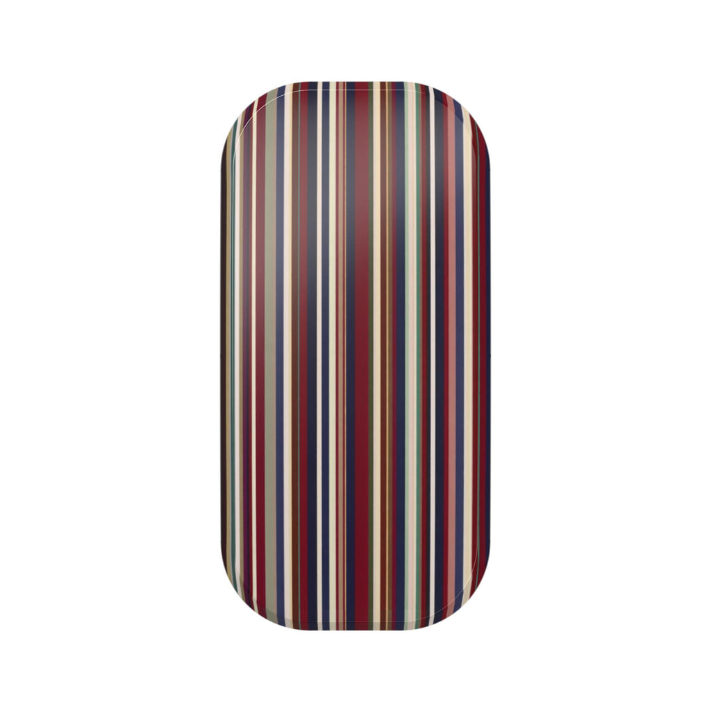 Striped chalet phone grip pad, rounded oval fabric