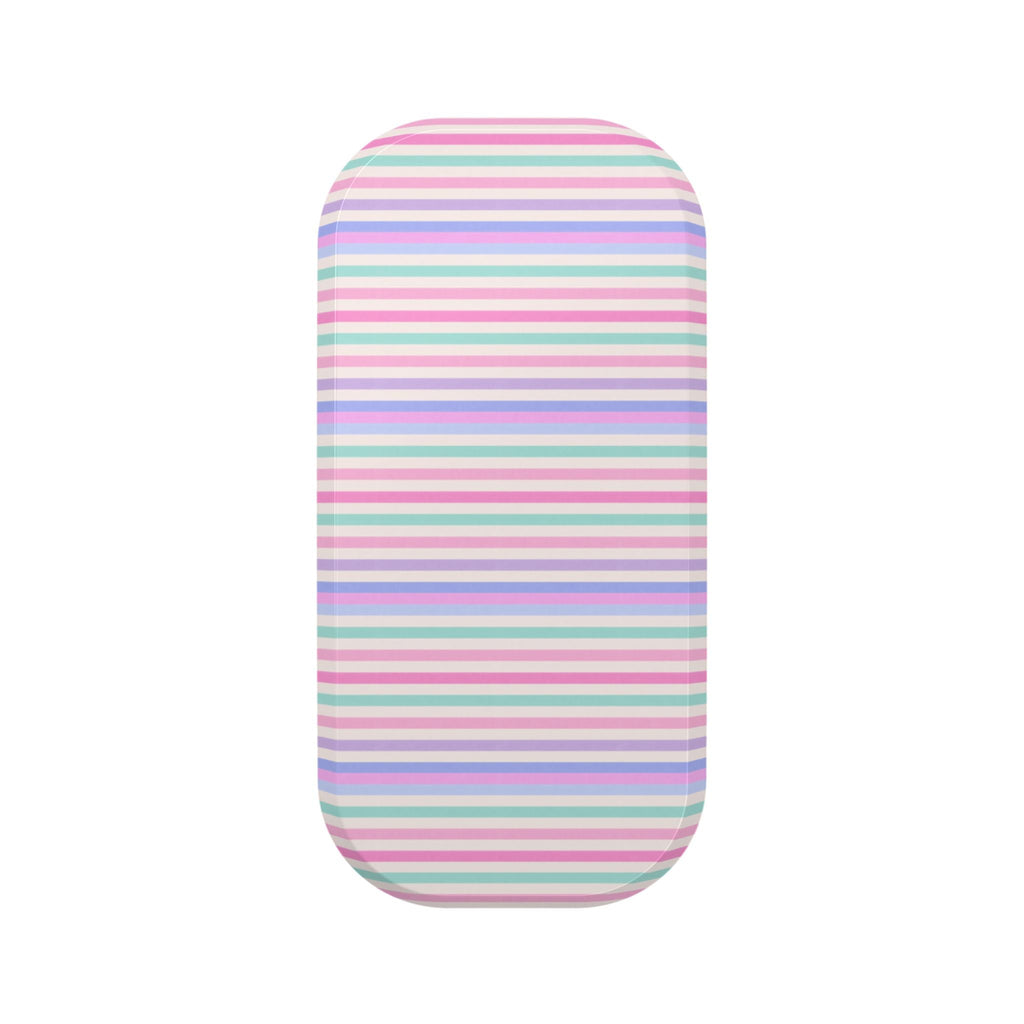 Pastel striped handsfree phone grip sleeve with rounded cover