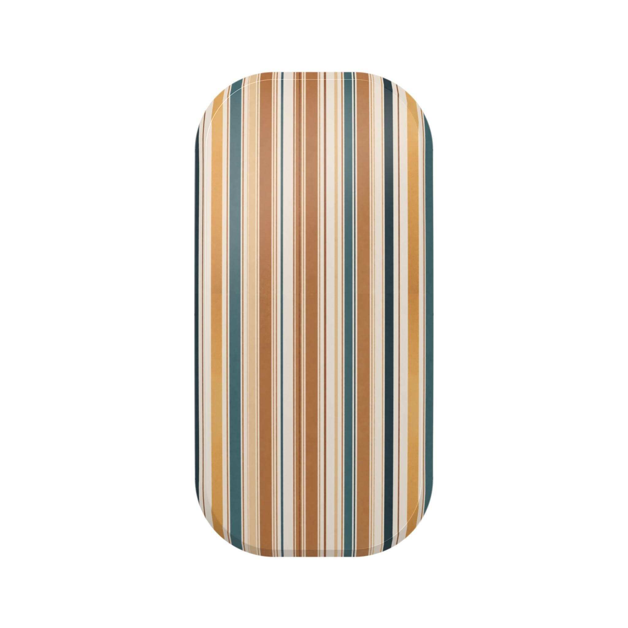 Vertical stripe phone grip cover in blue, tan, and cream