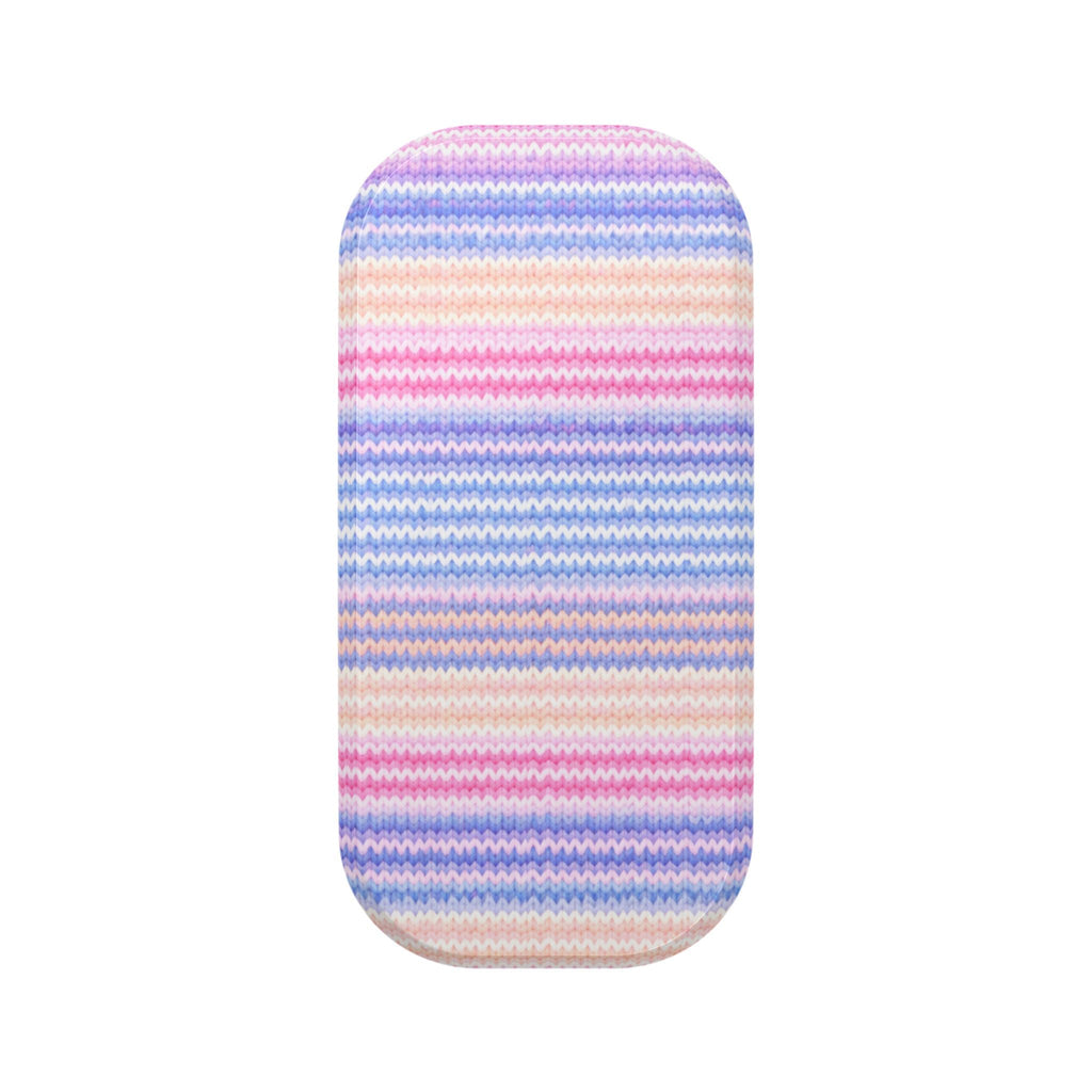 Pastel striped knit phone grip holder sleeve