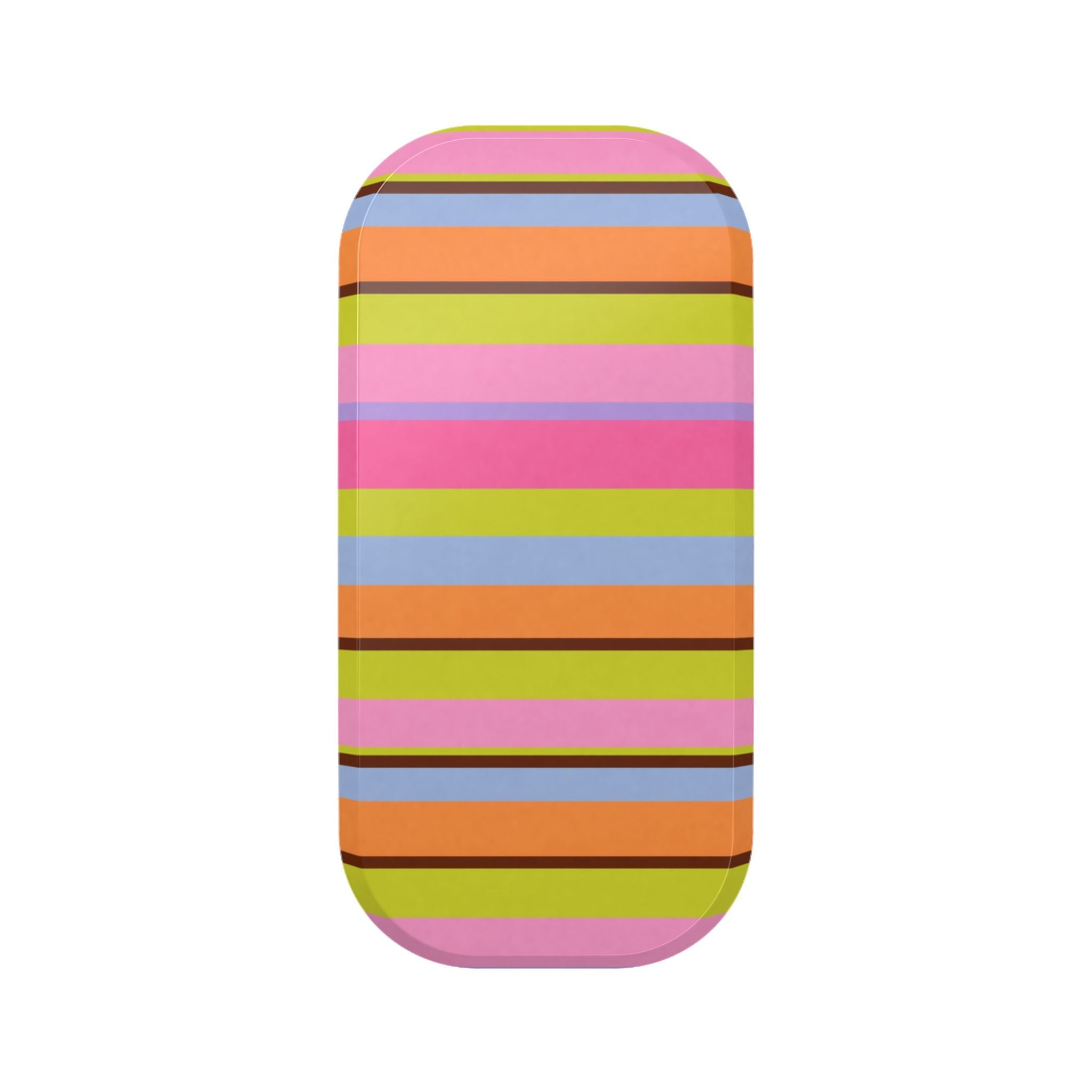 Phone case with colorful horizontal stripe print, rounded corners