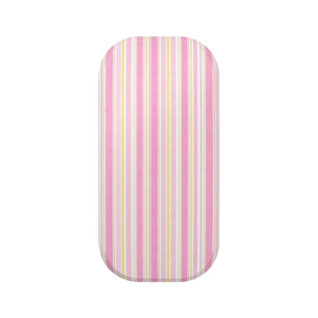 Pink, yellow, and white striped phone grip cover