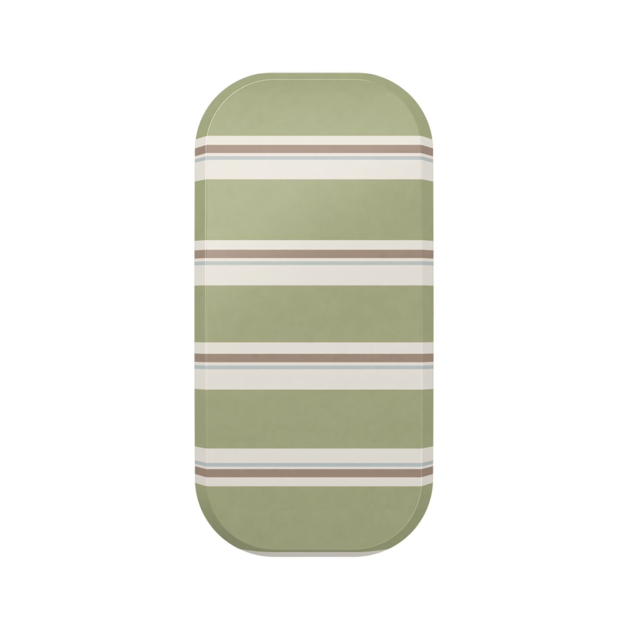 Matcha cream striped phone case, green body with horizontal cream and brown stripes