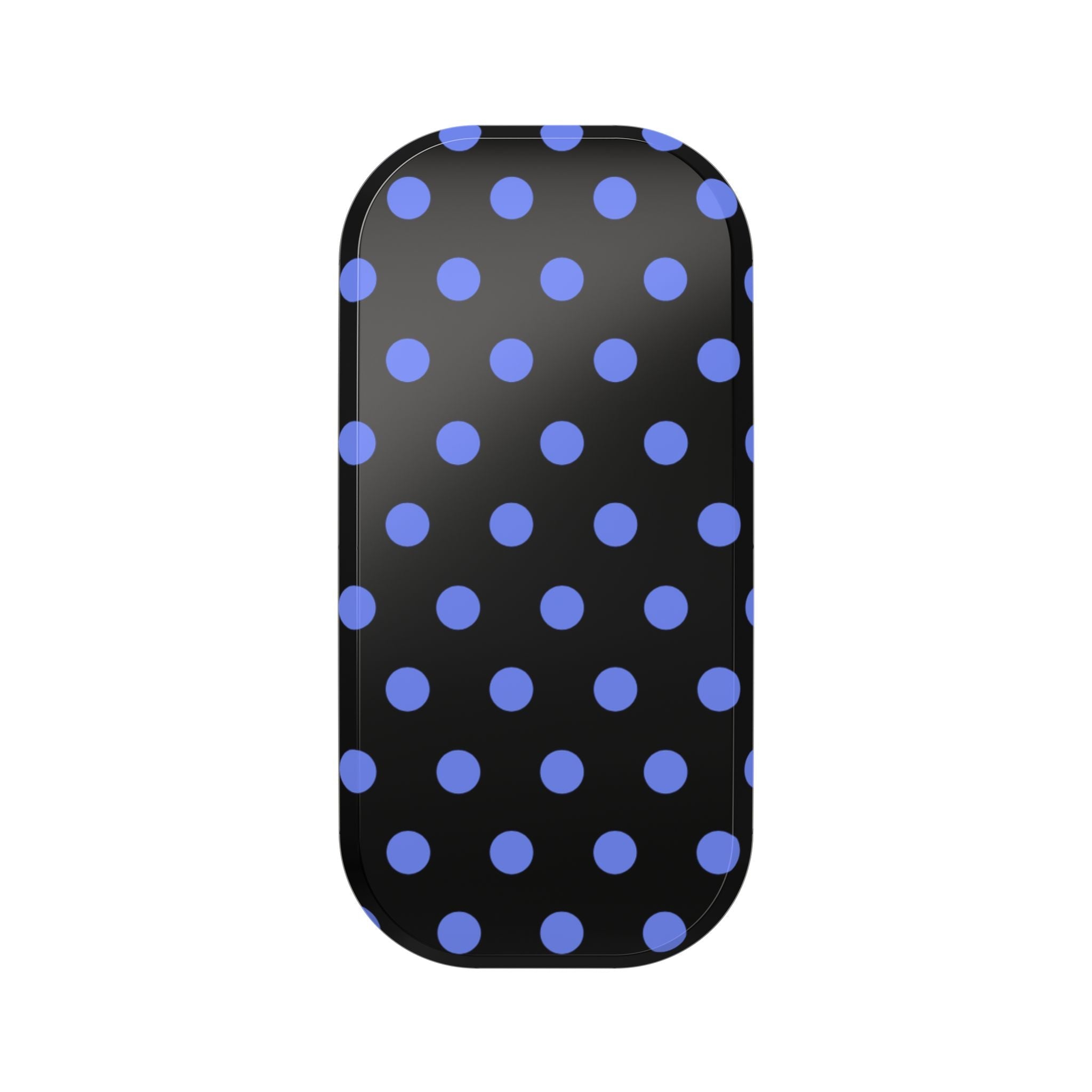 Handfree phone grip base, black with blue polka dots