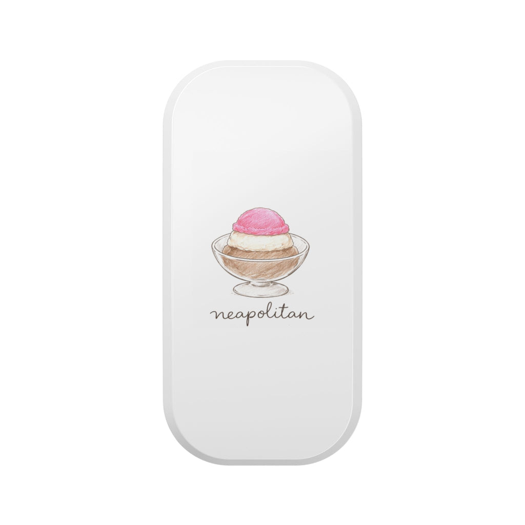 White phone case with neapolitan ice-cream graphic on front