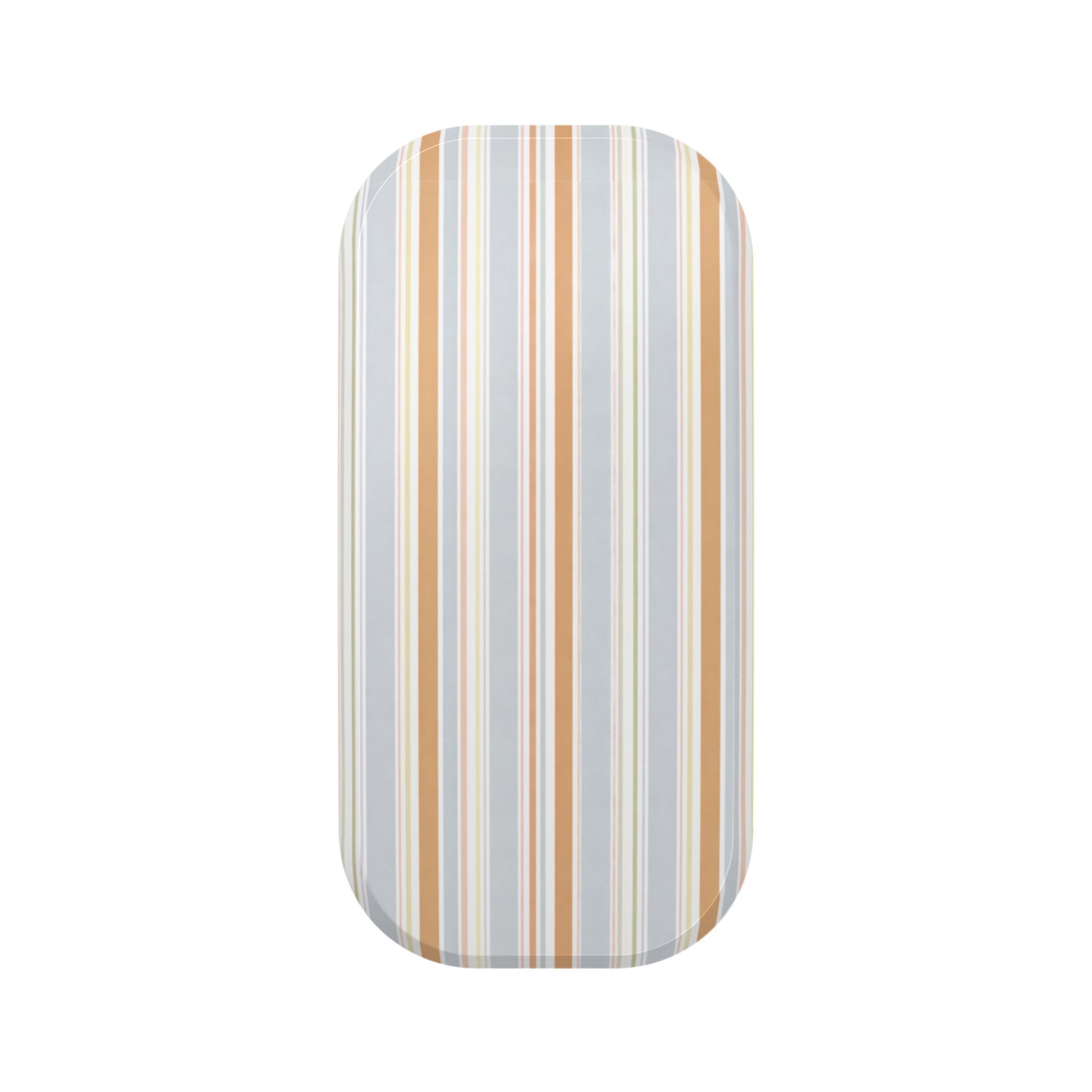 Phone grip pad cover with vertical sky blue, tan, and cream stripes