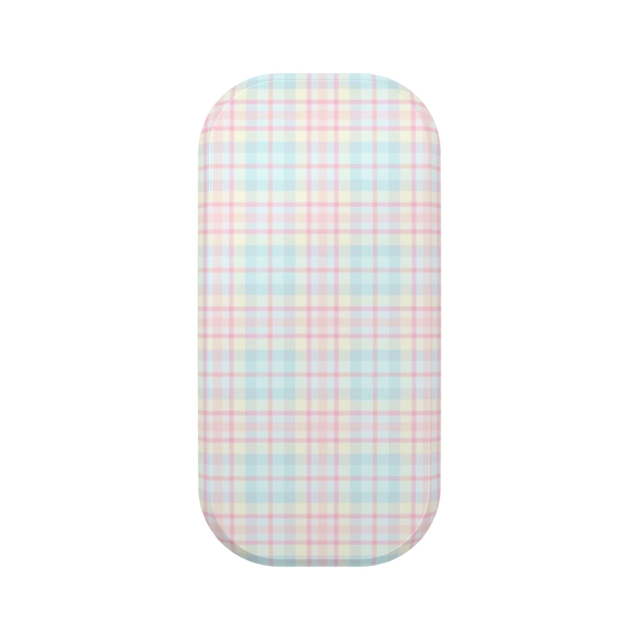 Picnic plaid phone grip cover, pastel plaid pattern