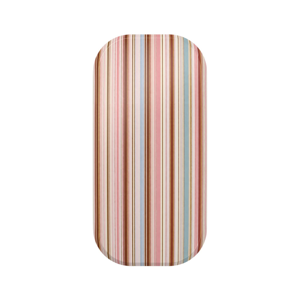 Striped phone grip sleeve with vertical multicolor bands, rounded corners