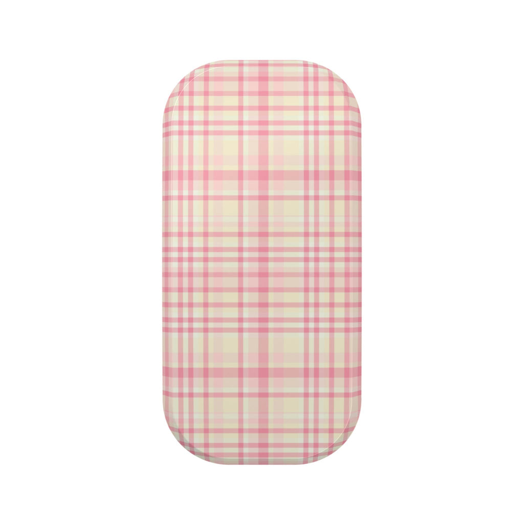 Sorbet plaid handsfree phone grip cover, smooth rectangular fabric sleeve