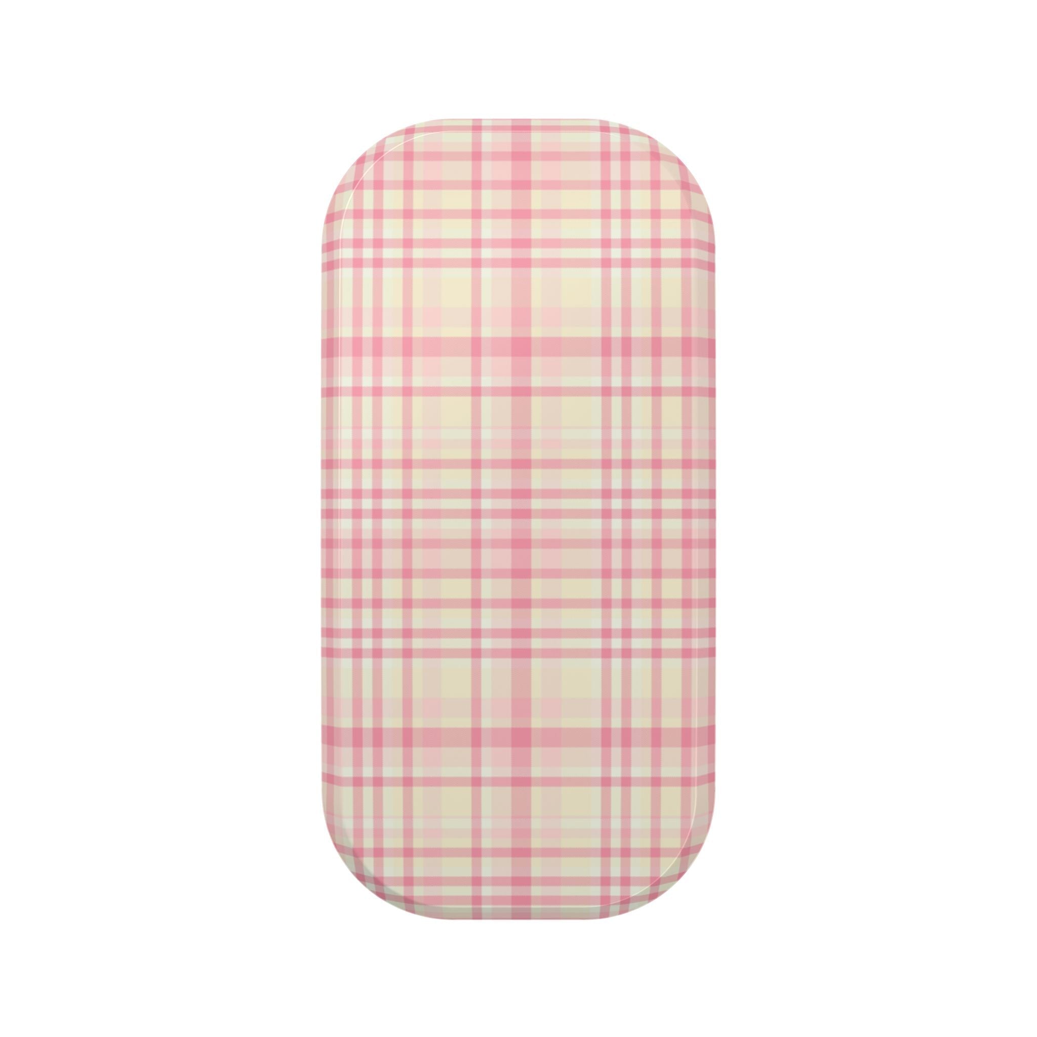 Sorbet plaid handsfree phone grip cover, smooth rectangular fabric sleeve