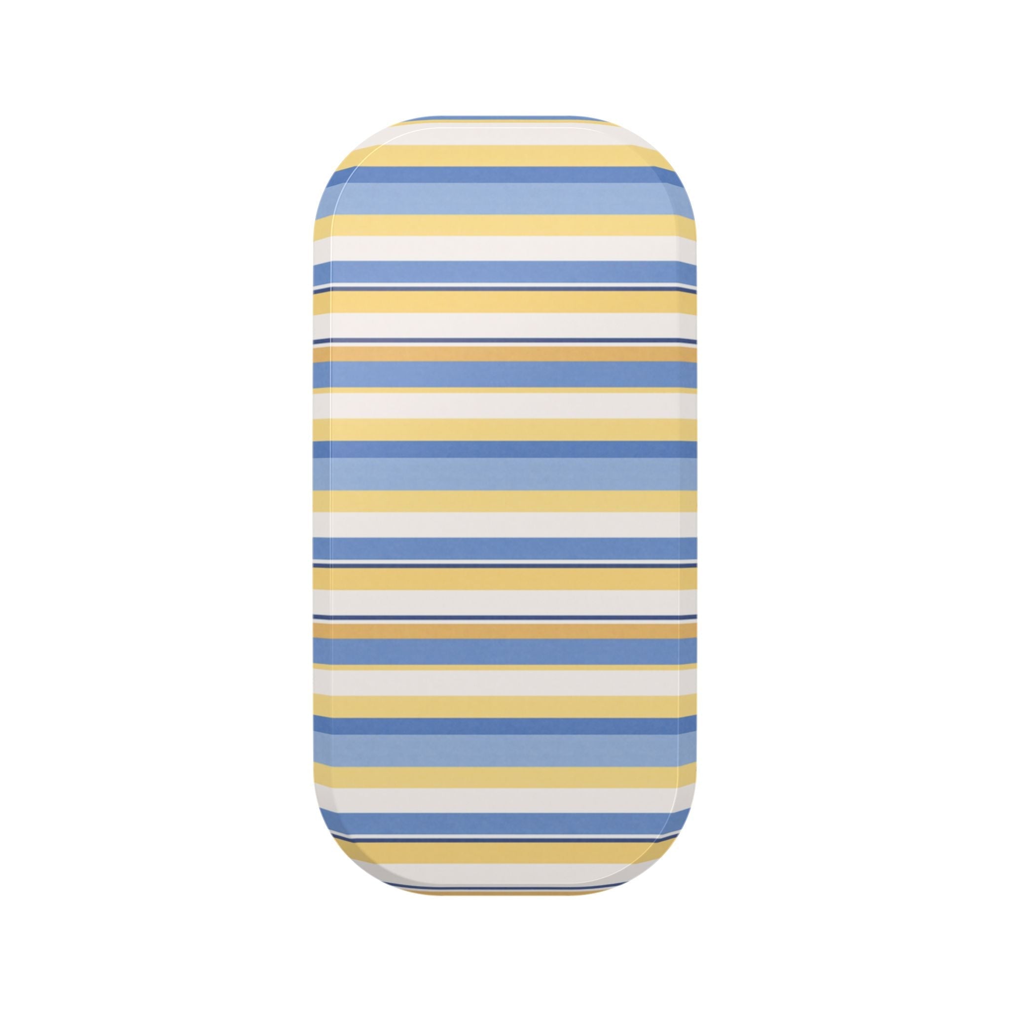 Phone case with handsfree grip, blue and yellow horizontal stripes