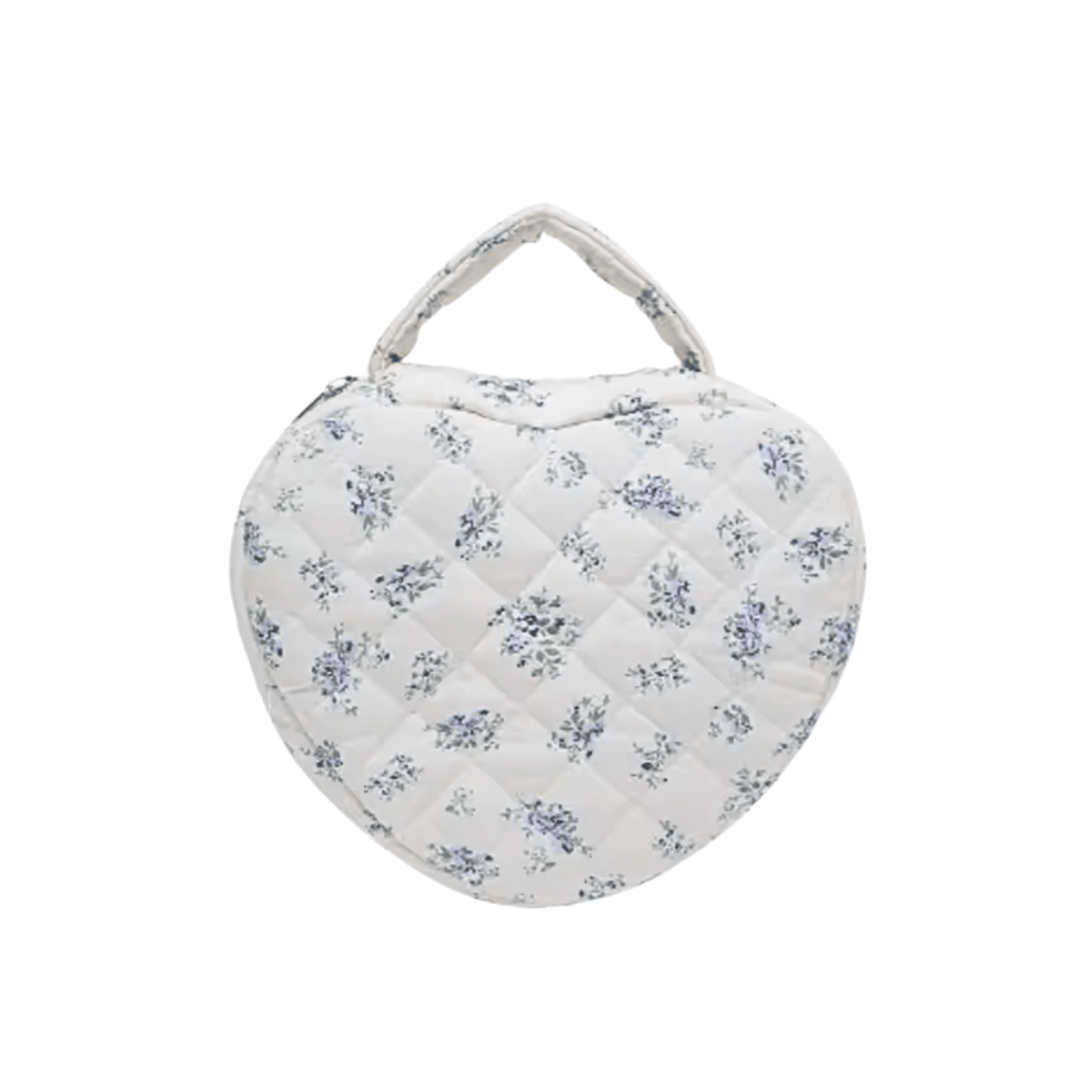 Pink ribbon bow heart quilted bag with rose floral pattern