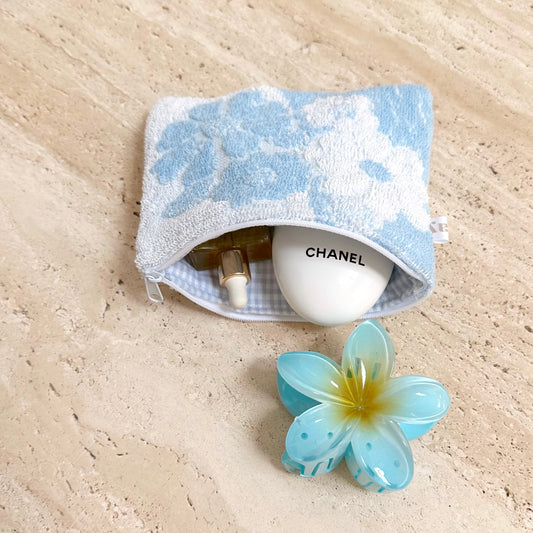 VINTAGE TEDDY BLUE DAISY POUCH-AYJAY
