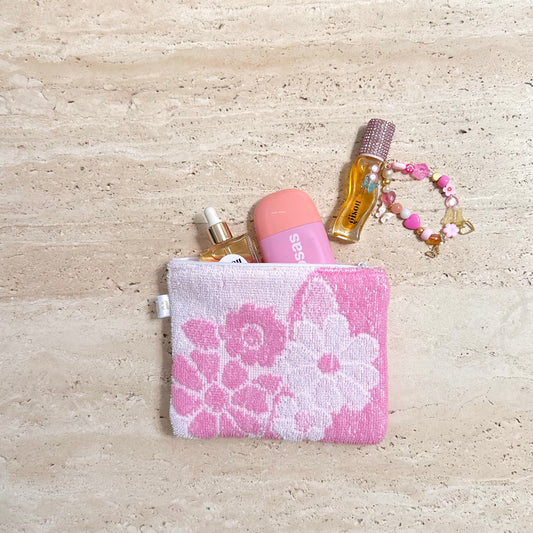 VINTAGE TEDDY PINK DAISY POUCH-AYJAY