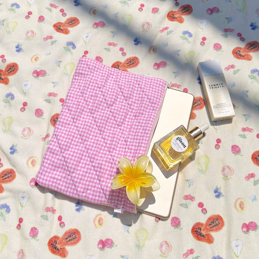 PINK GINGHAM IPAD SLEEVE-AYJAY