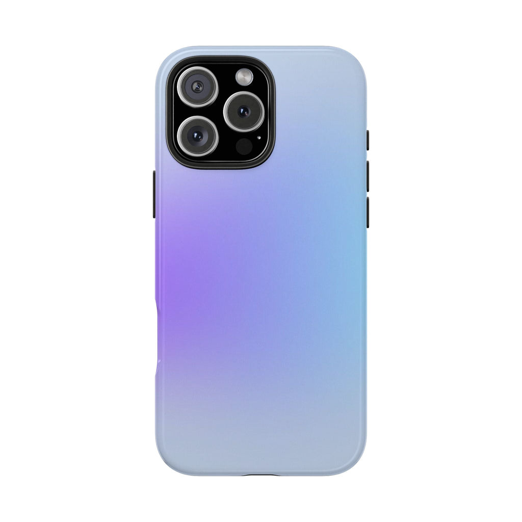 Indigo Bloom Aura phone case, triple-camera cutout with purple-blue gradient