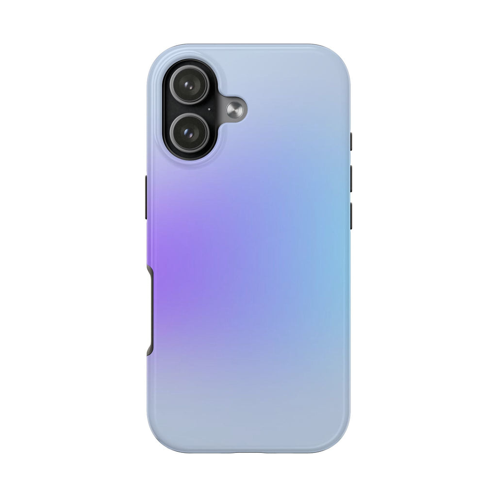 Indigo Bloom Aura phone case, purple-blue gradient with dual camera cutouts