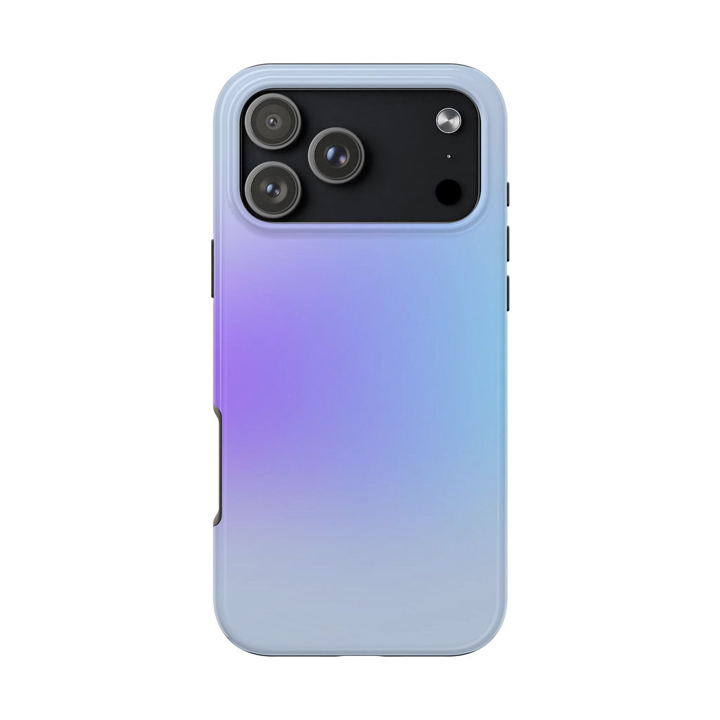 Indigo Bloom Aura phone case, back camera bump on purple-blue gradient