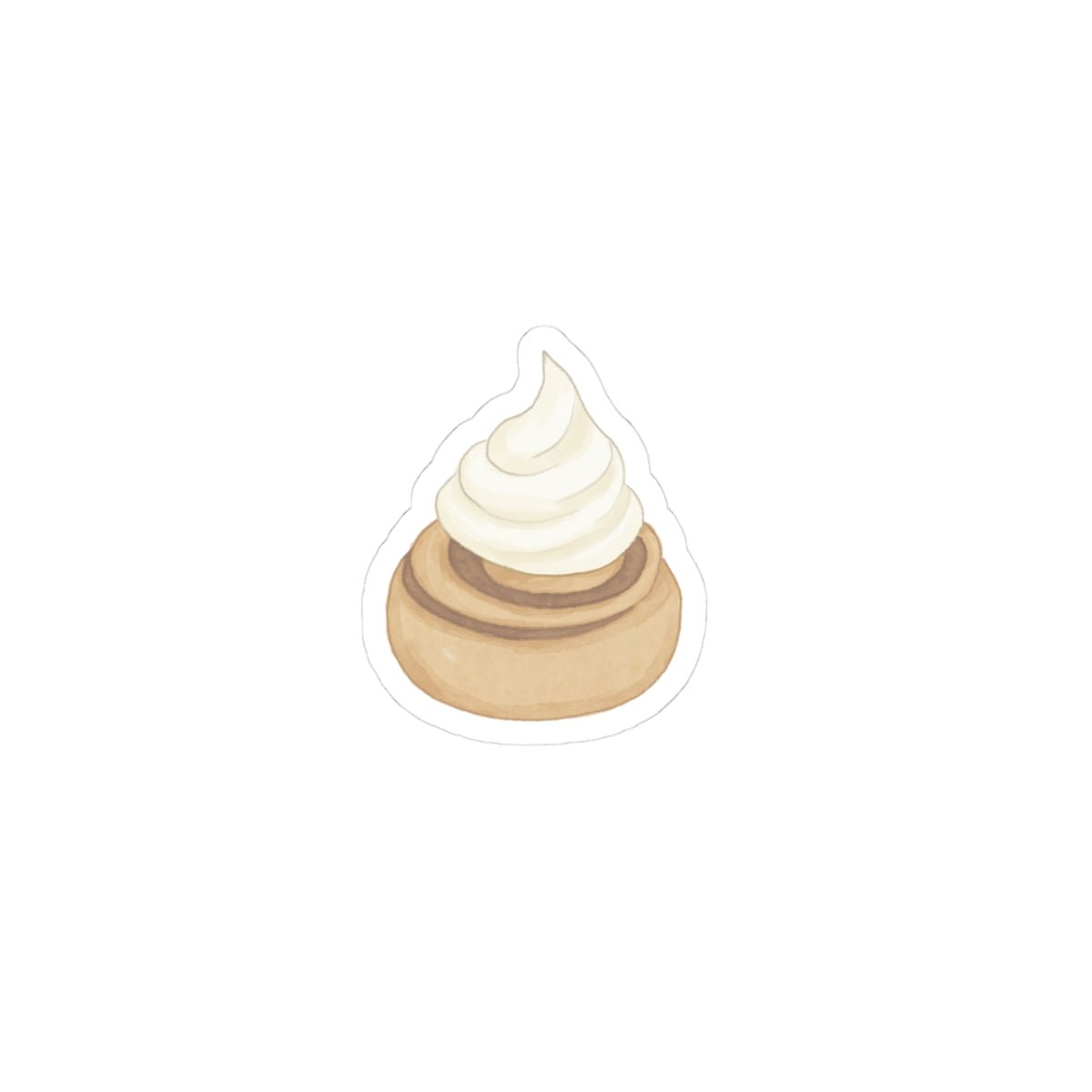 Stacked frosting cake sticker with beige base and cream swirl topping